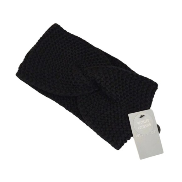 west loop Black Knit Headband Front Criss Cross Solid Acrylic One Size - Picture 1 of 8